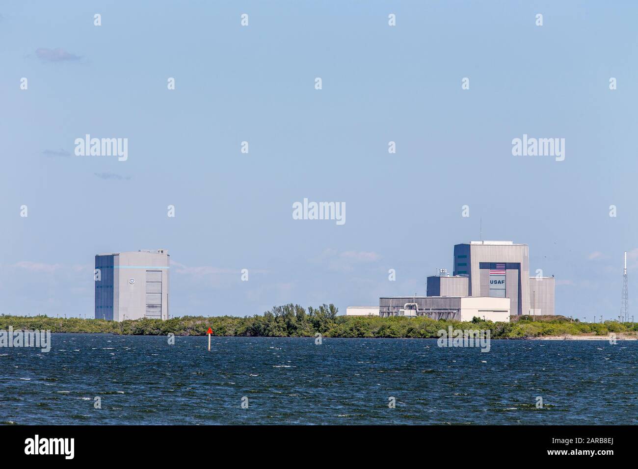 USAF United States Air Force Rocket and Space Craft Assembly Building at the John F Kennedy Space Center at Cape Canaveral, Florida Stock Photo
