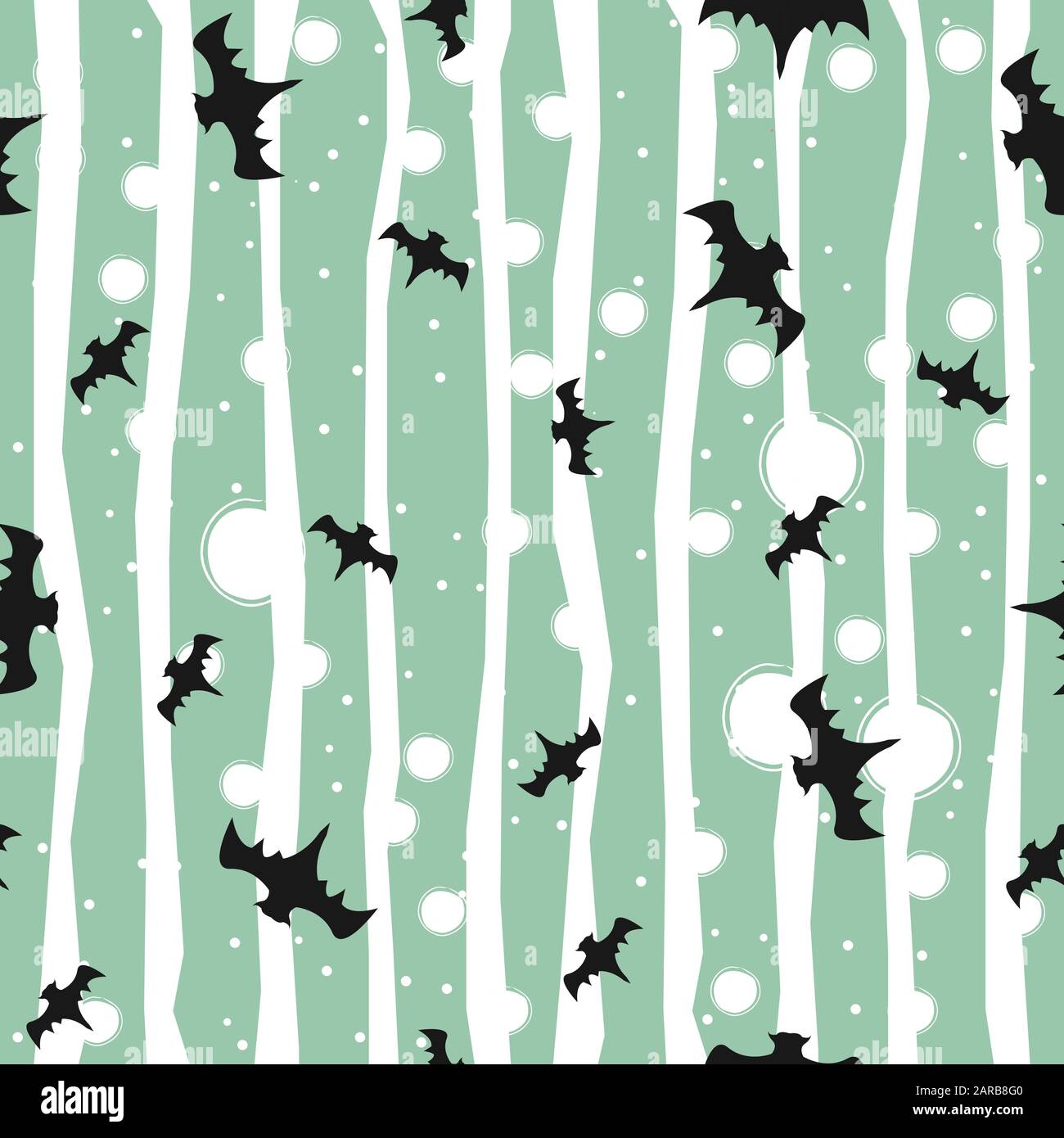 Seamless pattern with bats on yellow background. Halloween Theme. Vector Illustration Stock Vector