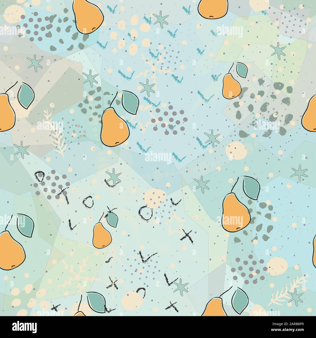 Seamless Pattern with Cute Pears. Scandinavian Style. Stock Vector