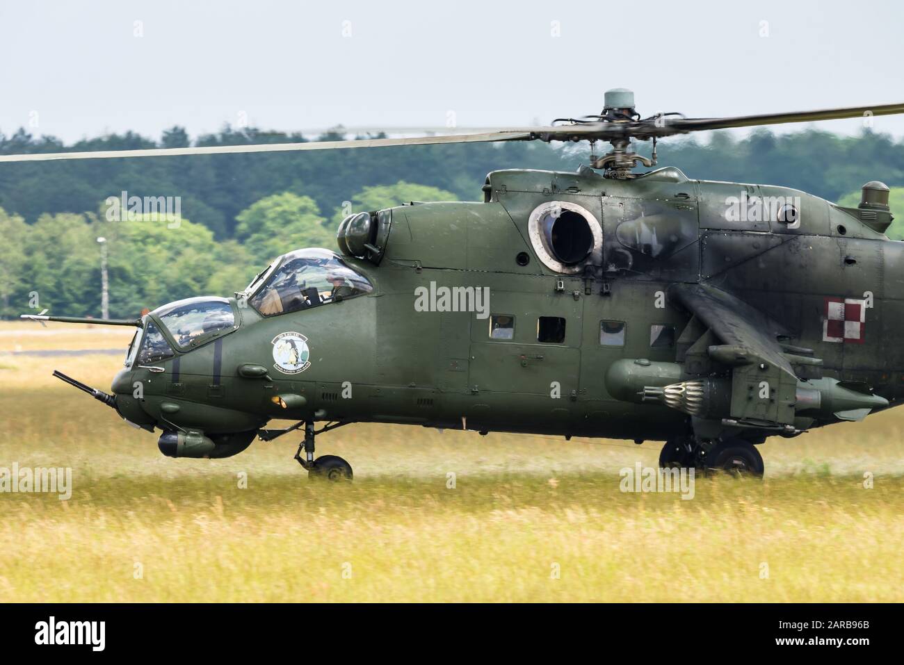 A Mil Mi-24 attack helicpoter of the Polish Land Forces. Stock Photo