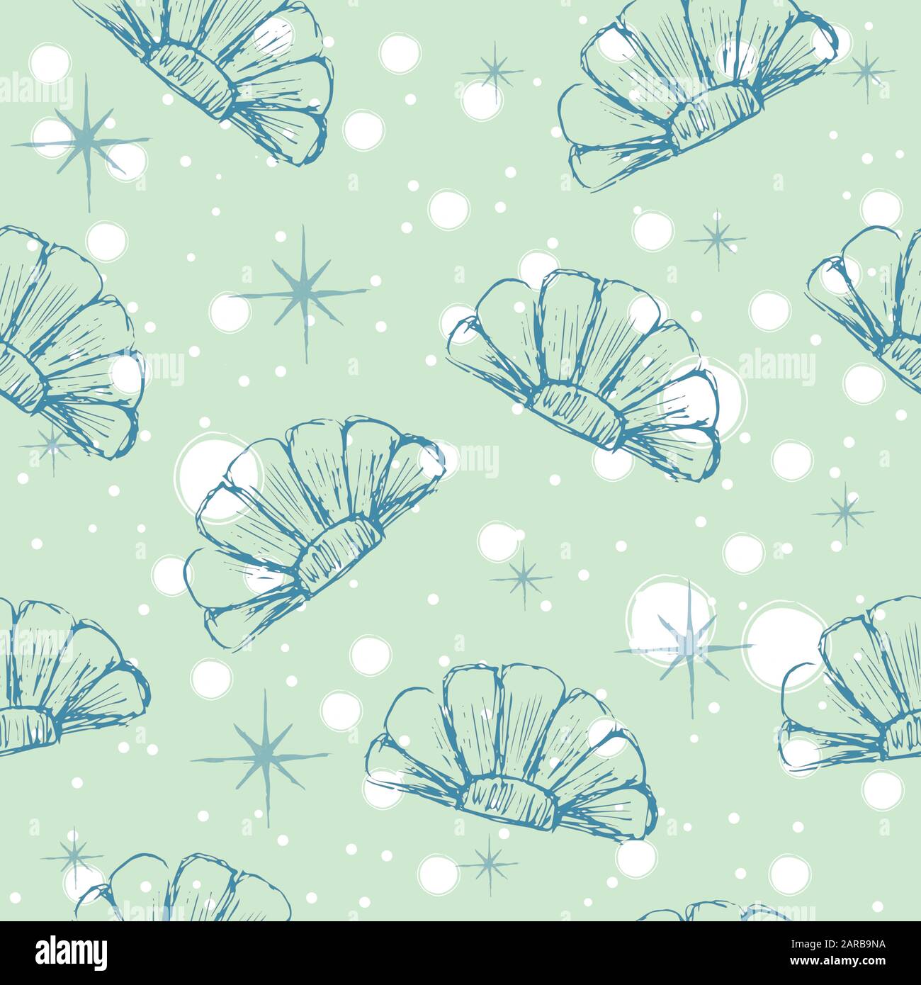 Seamless Pattern with hand drawn seashells. Delicate Design. Vector ...