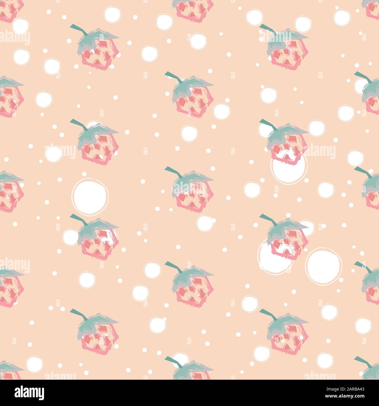 Seamless pattern with hand drawn strawberries on white background. Repeating pattern. vector Illustration Stock Vector