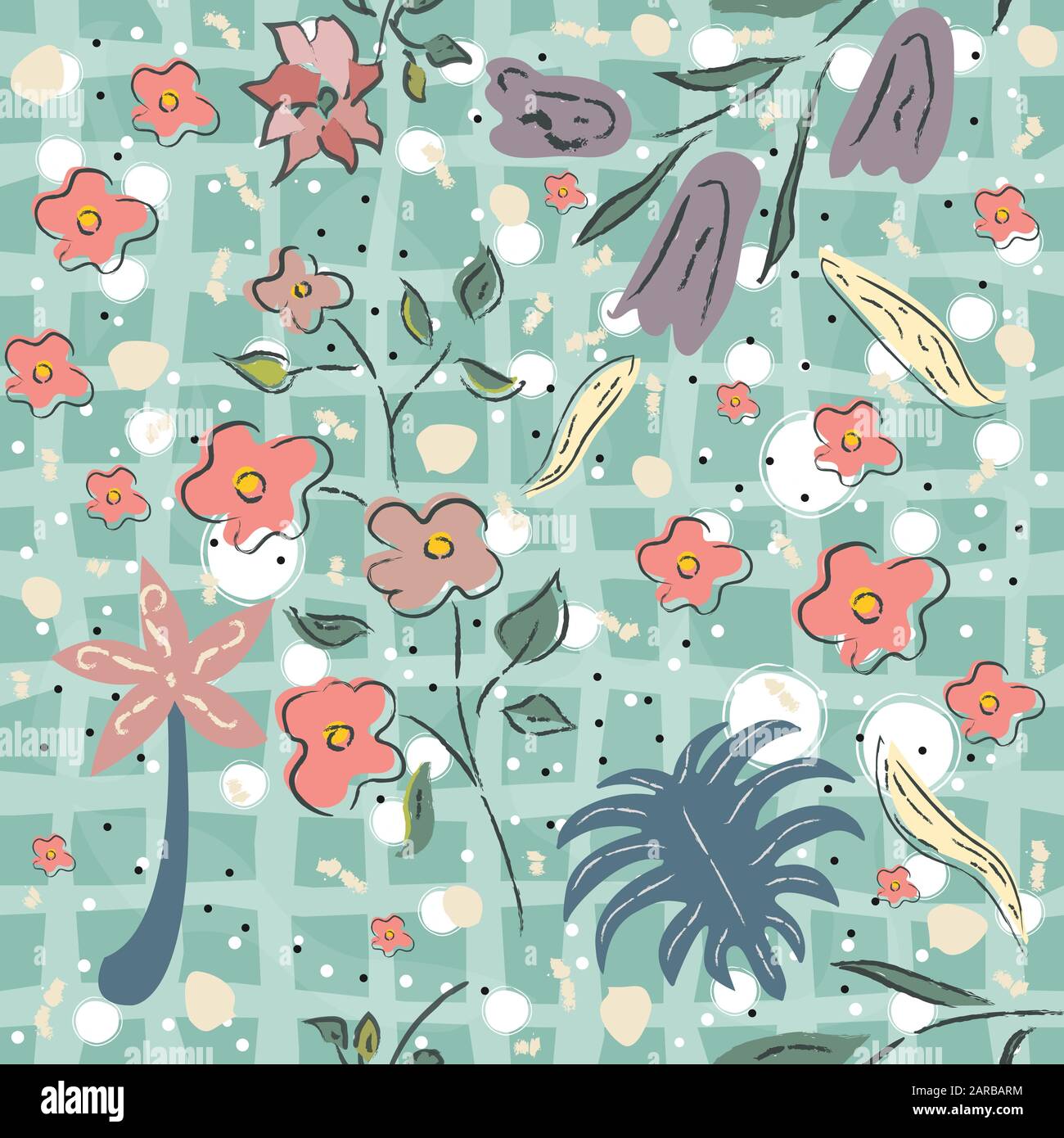 Floral Seamless Pattern. For backgrounds, wallpapers, fabric, prints, textiles, wrapping, cards, swatches, t-shirts, scrapbooks, blankets, pillows, et Stock Vector