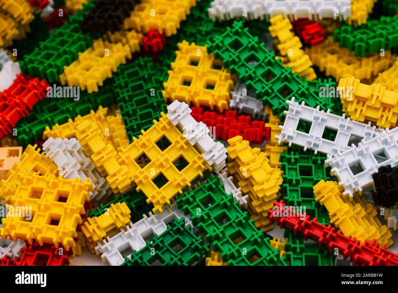 Green, white and yellow blocks of the designer. Details for modeling. A ...