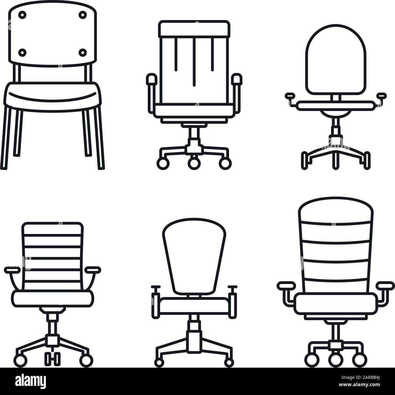 Modern Desk Chair Icons Set Outline Set Of Modern Desk Chair Vector Icons For Web Design Isolated On White Background Stock Vector Image Art Alamy