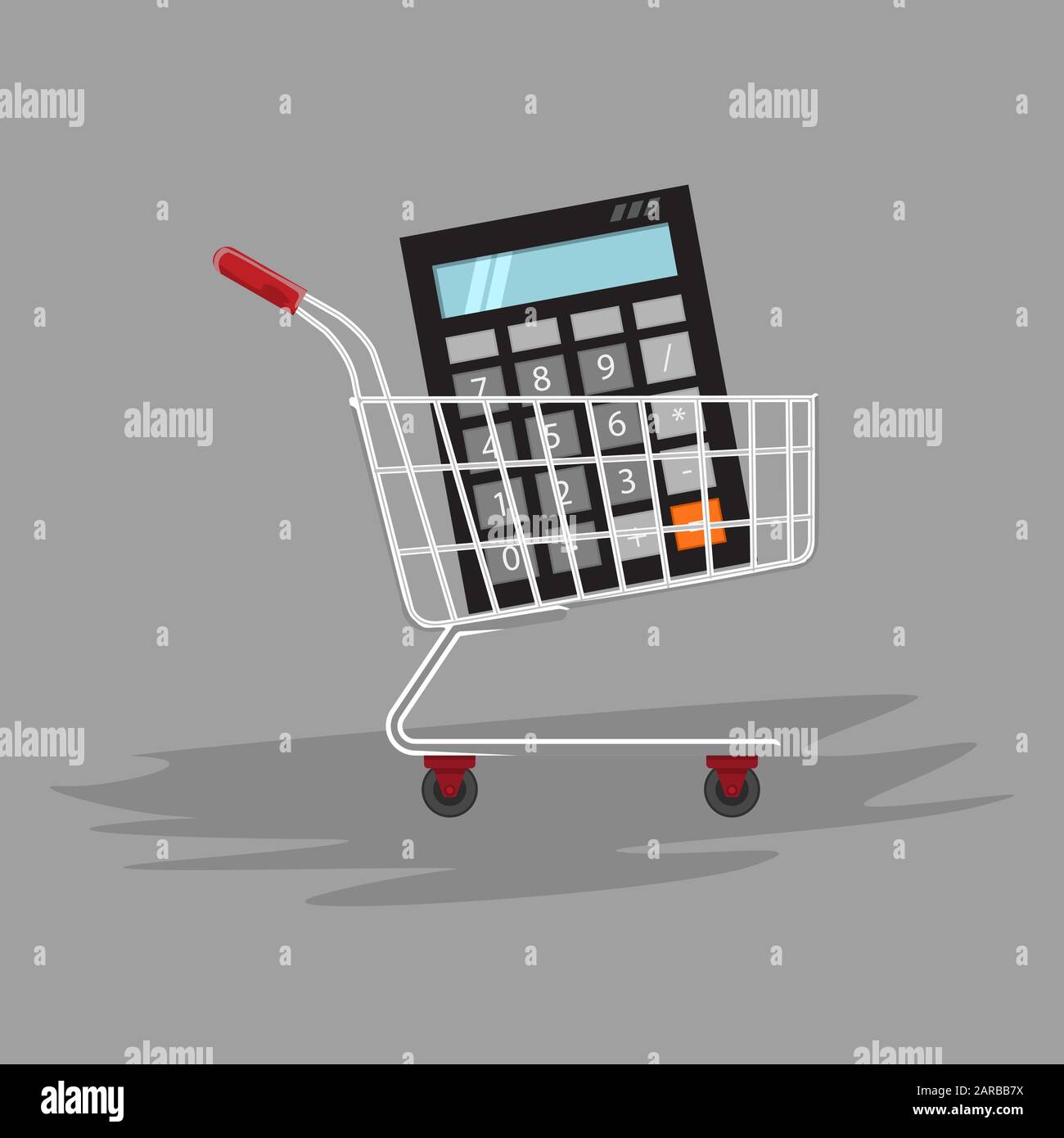 Manage count or calculate your shopping. Calculator in shopping cart.  Vector illustration Stock Vector Image & Art - Alamy