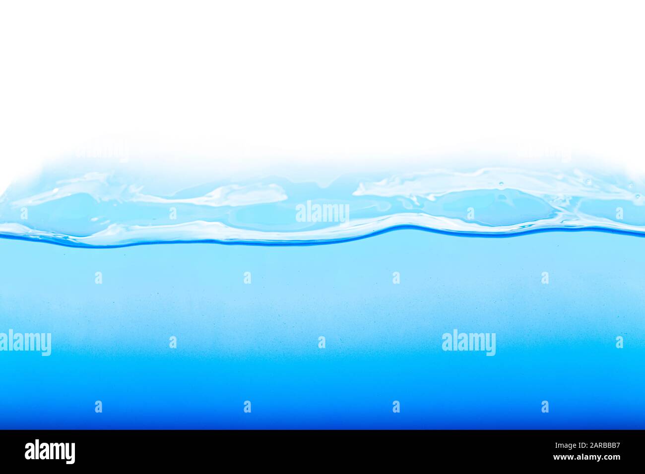 Level water and air bubbles over white background Stock Photo