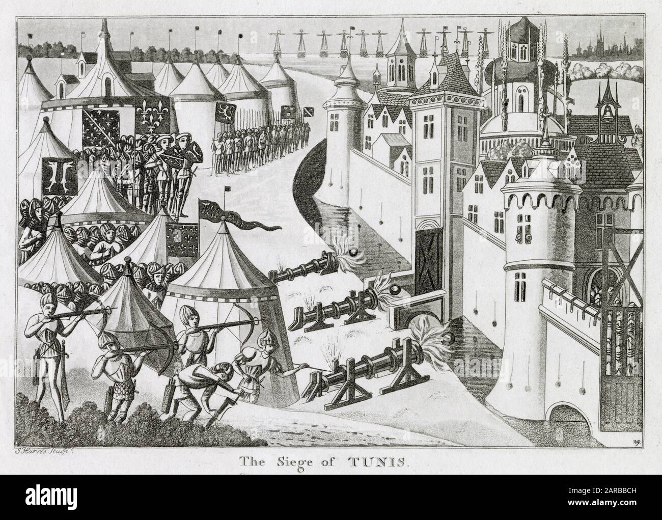 European knights mount an unsuccessful siege 1390 Stock Photo