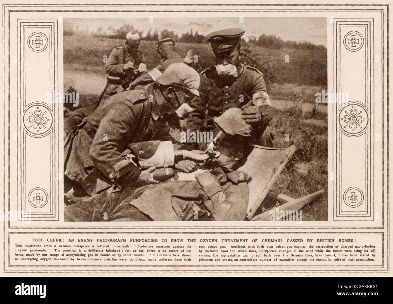 British gas attack being helped by German medics 1915 Stock Photo