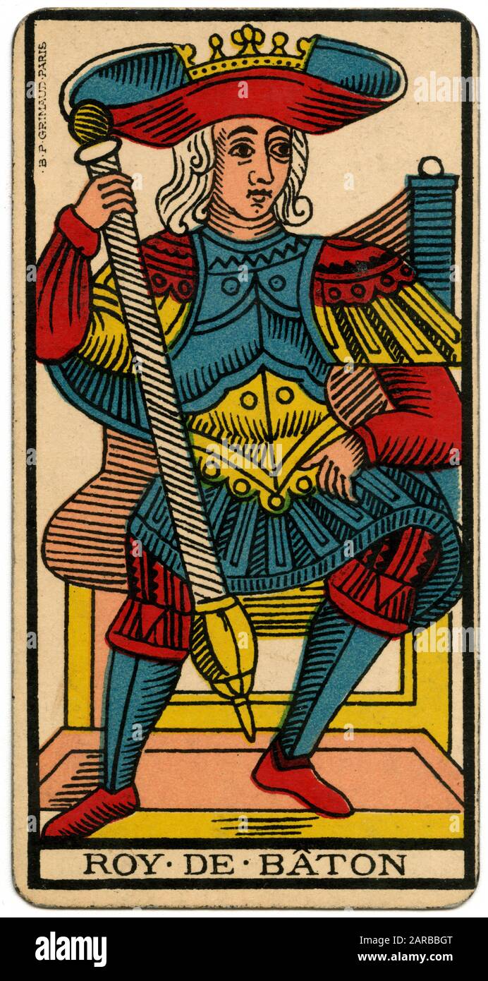 Tarot Card - Roy de Baton (King of Clubs) Stock Photo