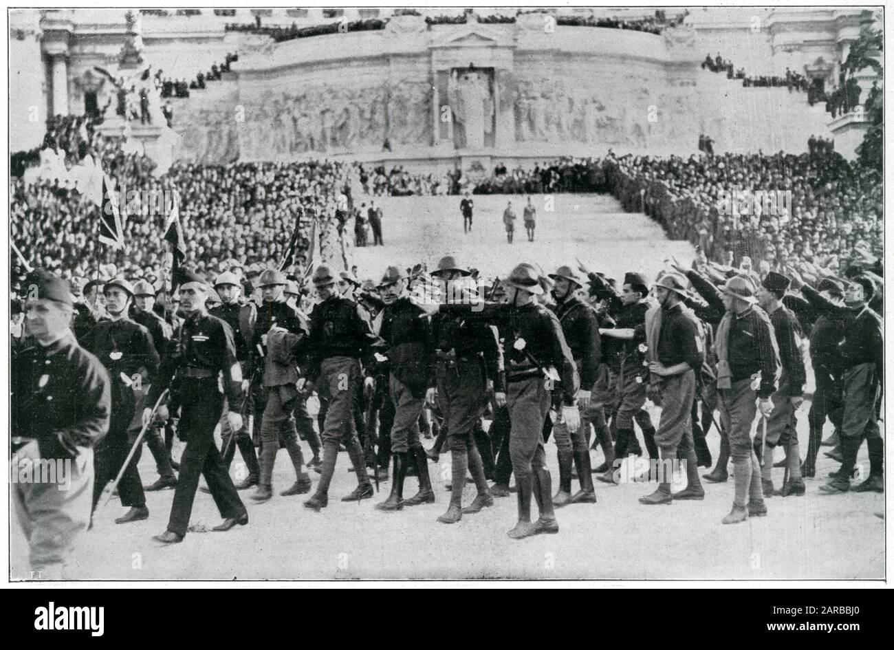 Fascists in Rome salute 1922 Stock Photo