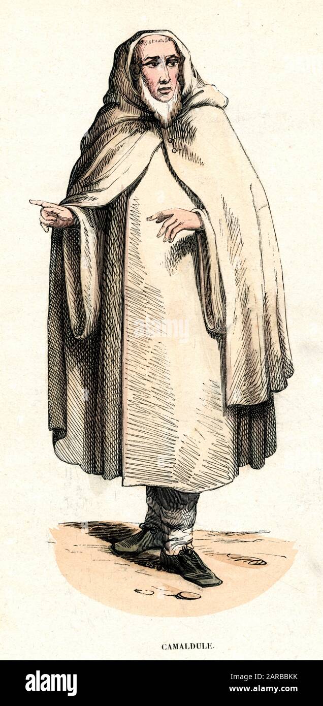 A monk of the CAMALDOLI, a Benedictine spin-off       Date: 1848 Stock Photo