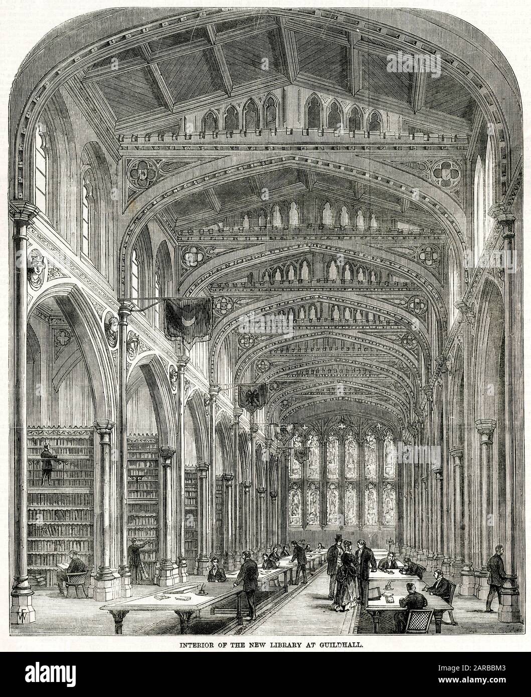 New Library at Guildhall 1870 Stock Photo Alamy
