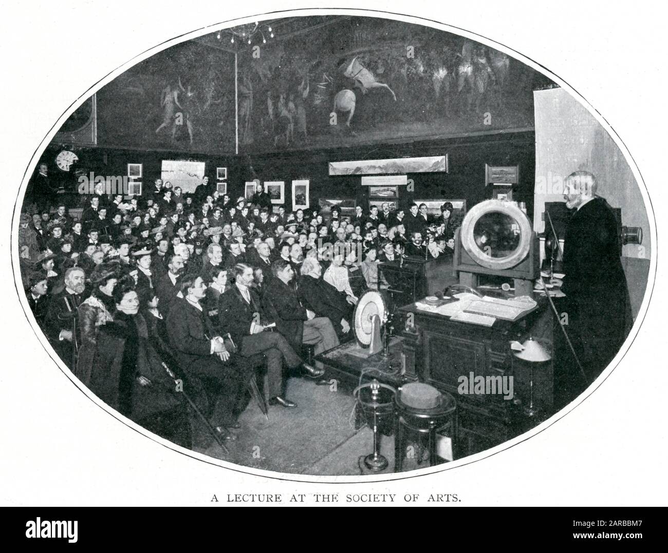 A lecture at the Society of Arts.      Date: 1900 Stock Photo