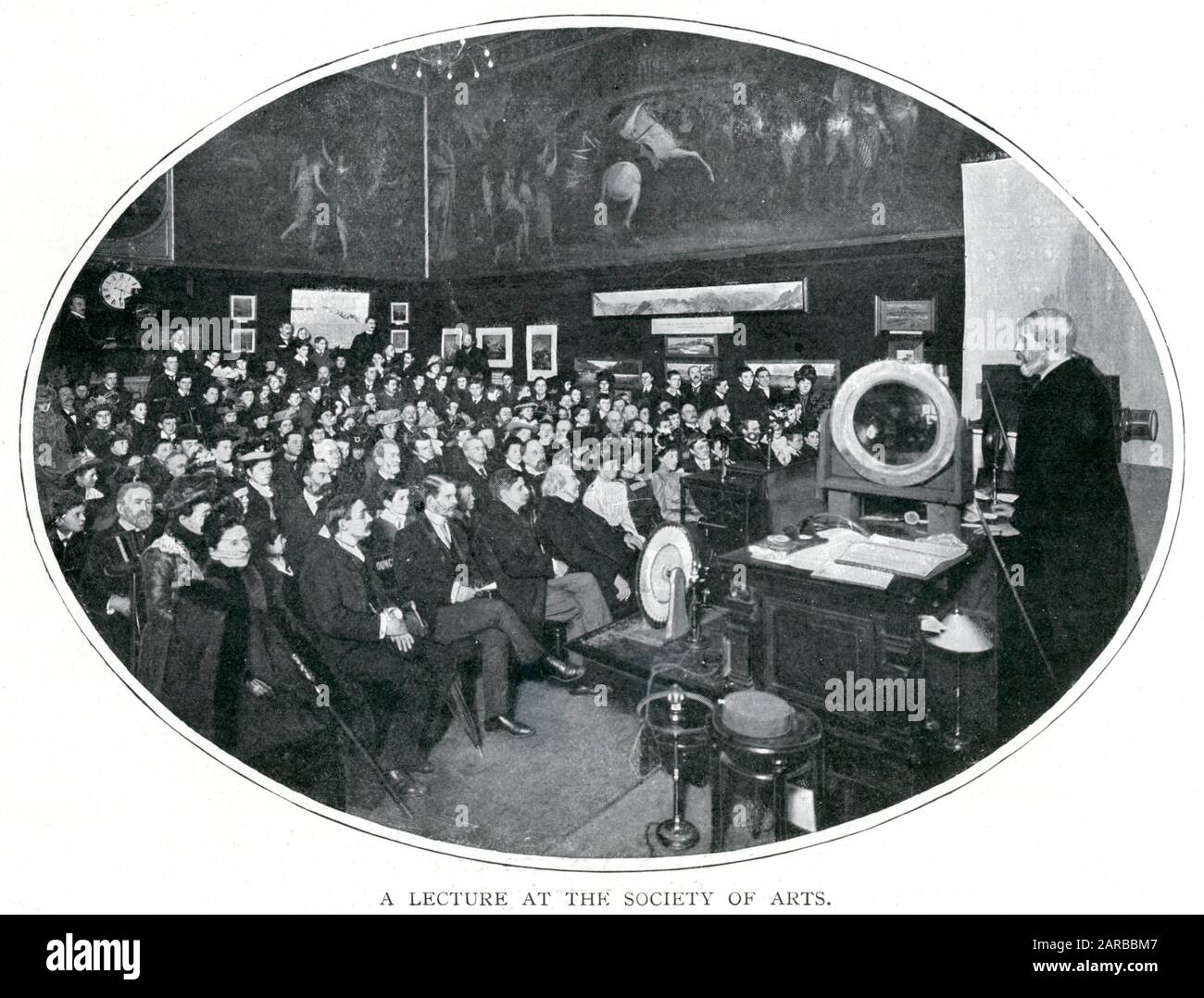 Lecture at the Society of Arts 1900 Stock Photo