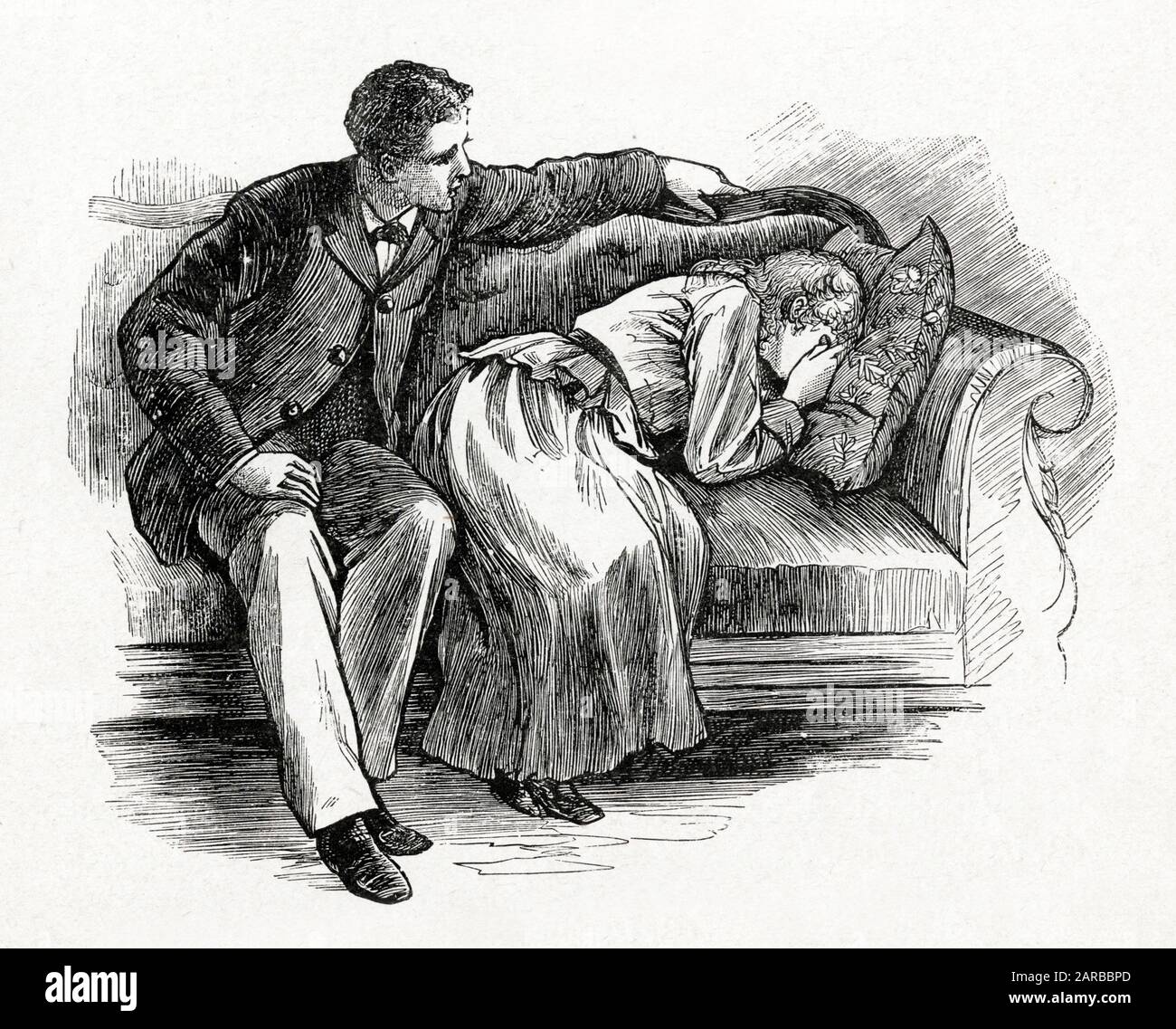 A Young Man Tries To Comfort A Girl Who Is Crying Date Late 19th