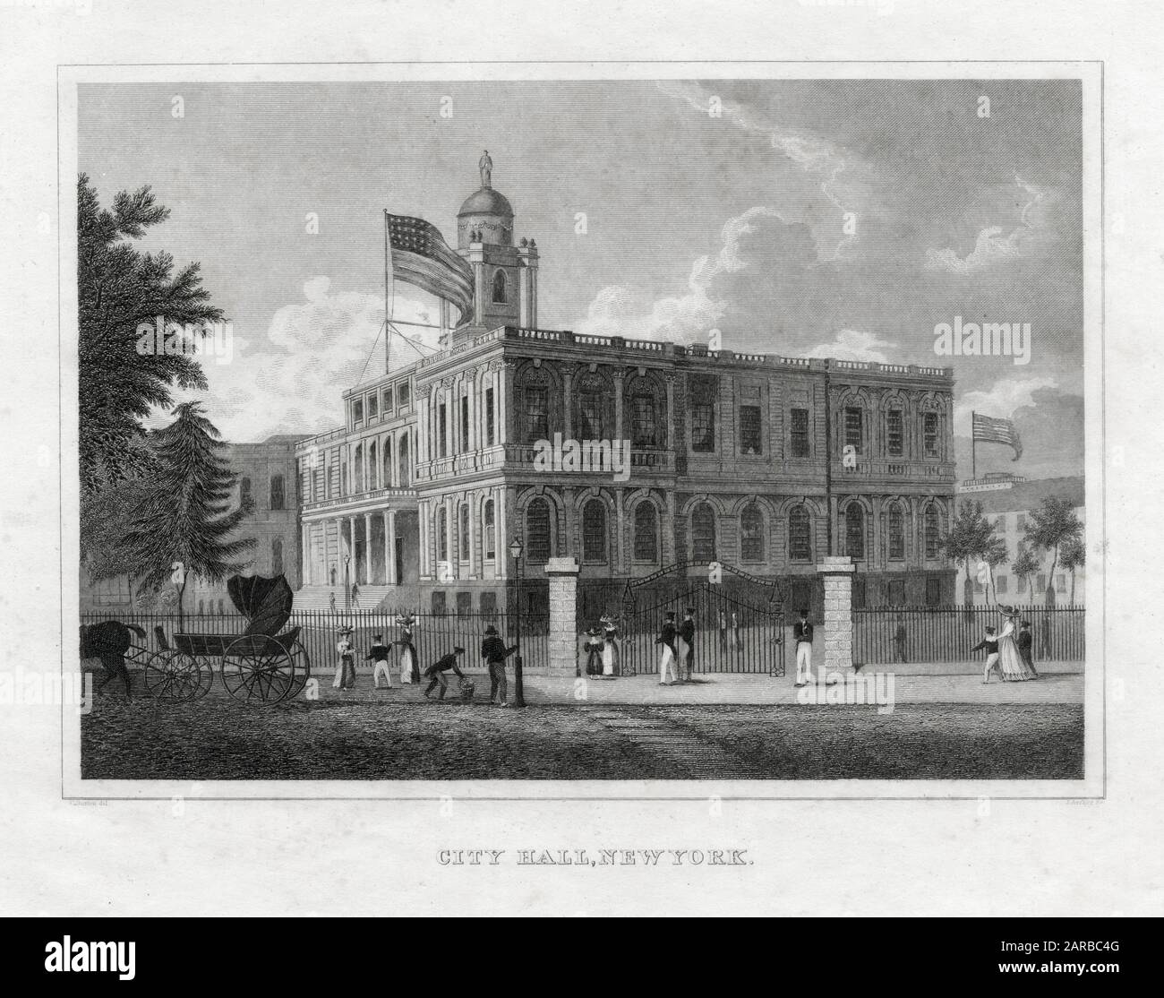 New York: City Hall       Date: 1834 Stock Photo