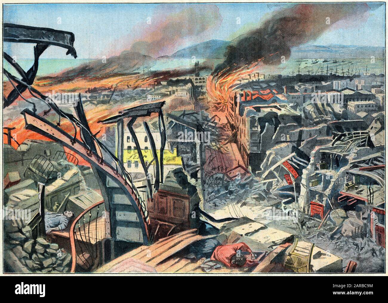 FIRE AFTER EARTHQUAKE Stock Photo Alamy