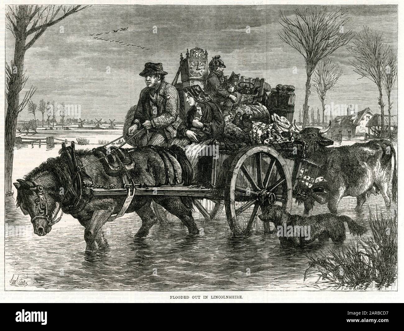 Flooded out in Lincolnshire 1869 Stock Photo