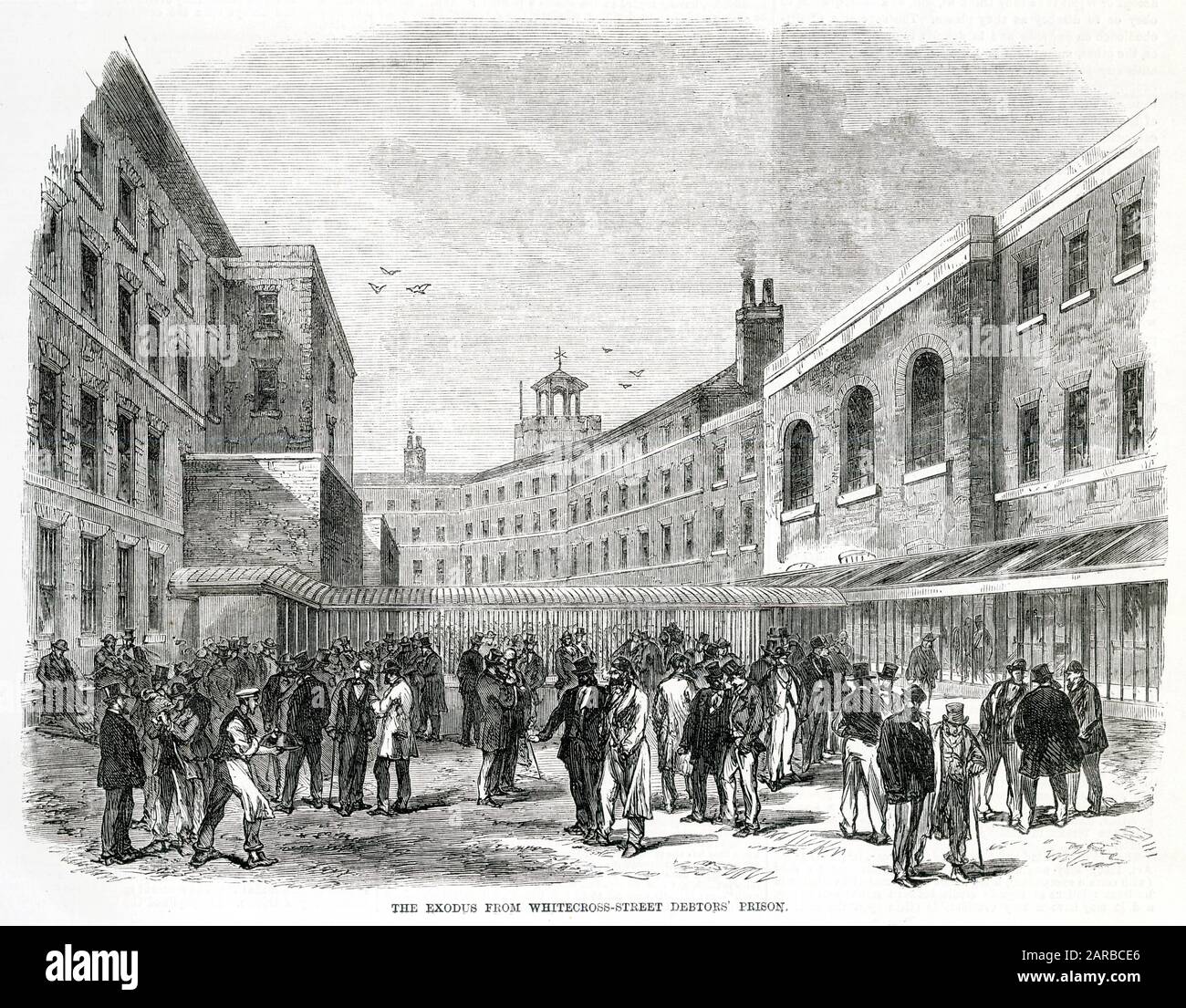 Exodus from Whitecross Street debtors prison 1870 Stock Photo