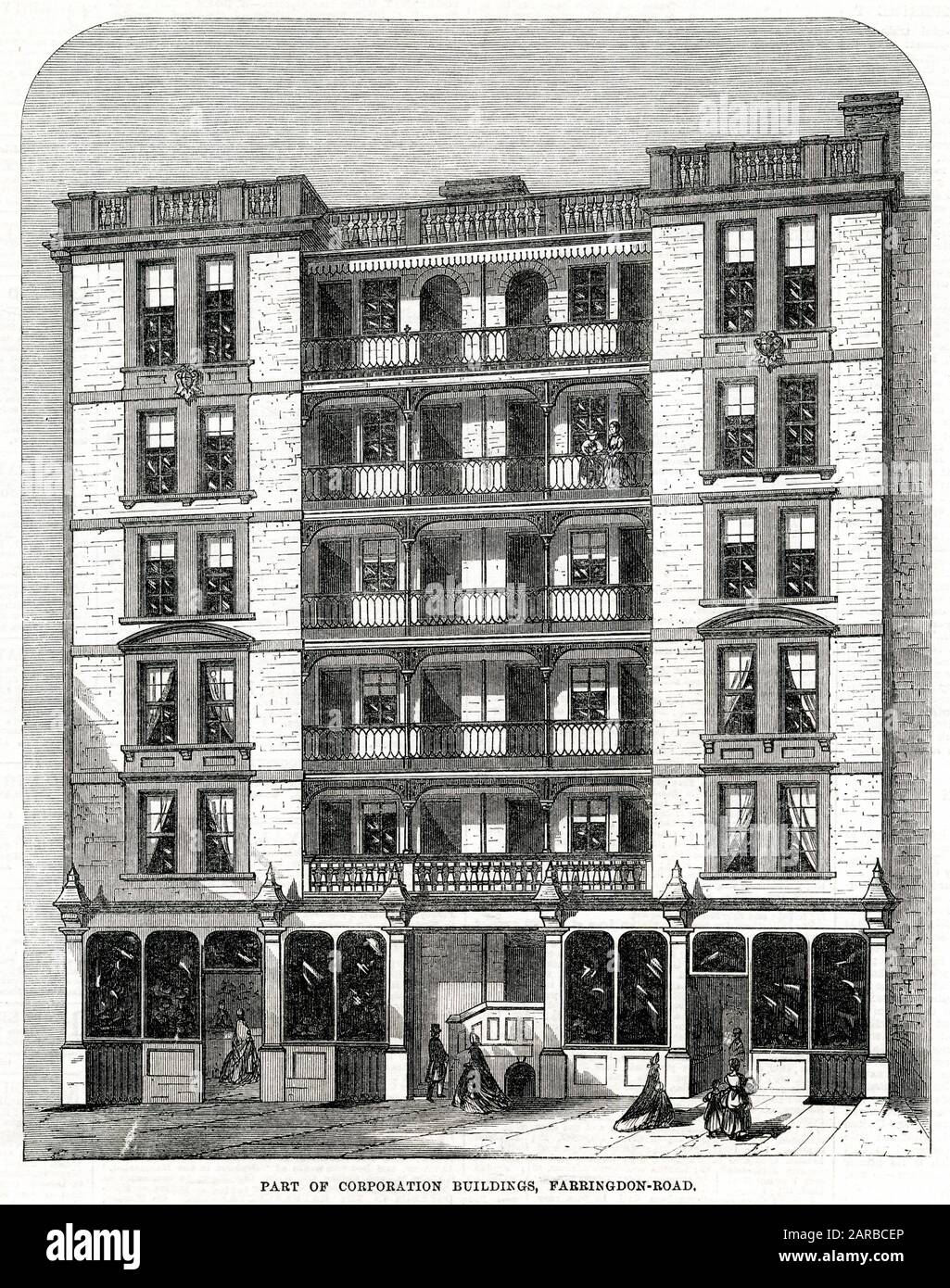 Corporation buildings, Farringdon Road 1866 Stock Photo Alamy