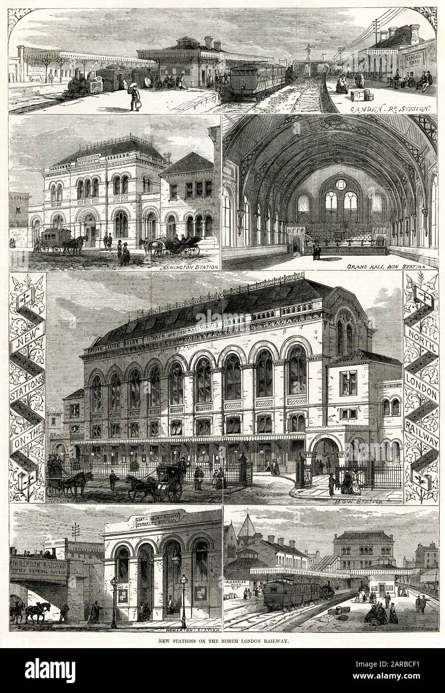 New stations on the North London railway 1870 Stock Photo