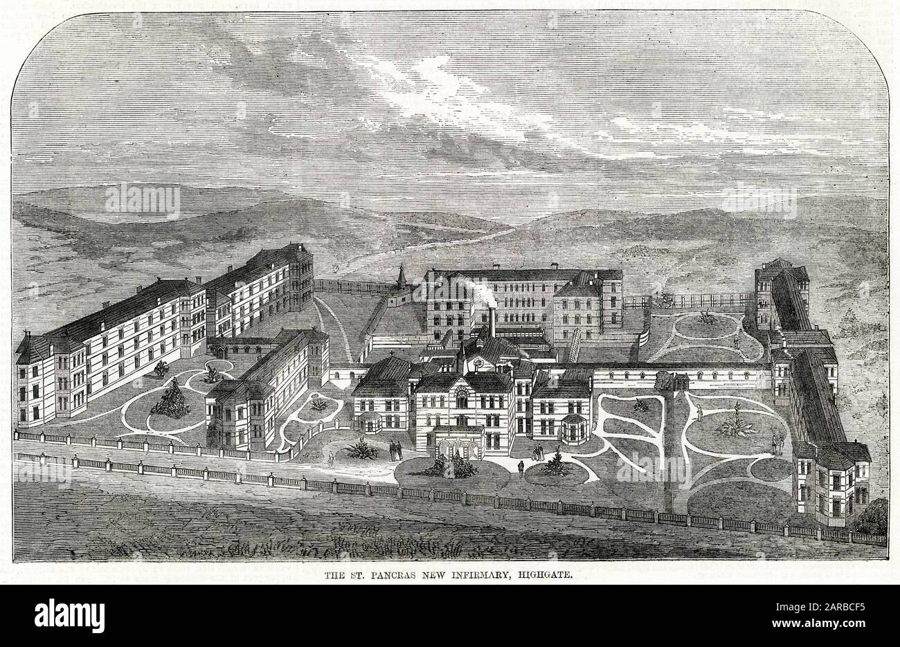 St. Pancras new infirmary, Highgate 1870 Stock Photo