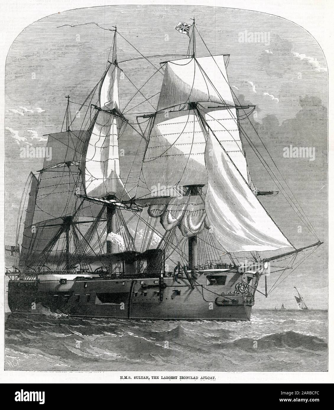 H.M.S Sultan, largest ironclad afloat 1870 Stock Photo