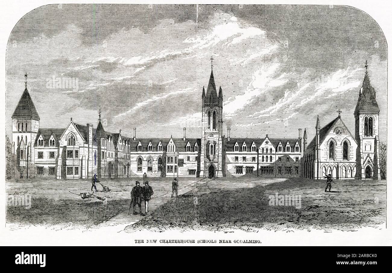 New Charterhouse school, Godalming, Surrey 1870 Stock Photo
