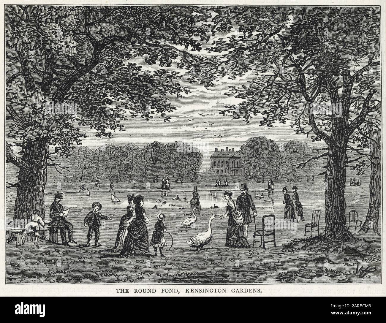 Kensington Gardens, Round Pond Stock Photo