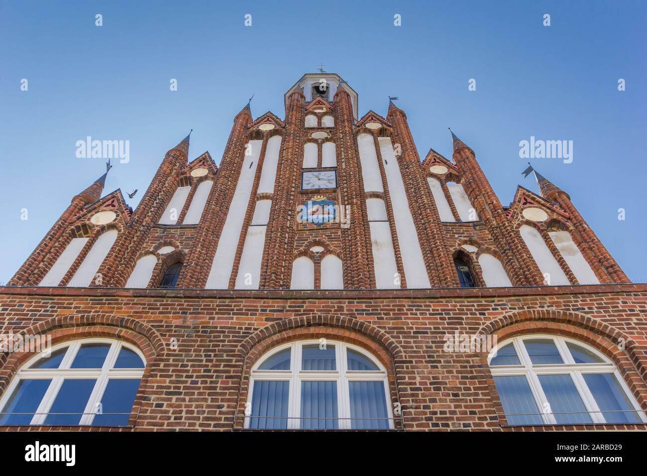 Facade of the historic town hall of Grimmen, Germany Stock Photo Alamy