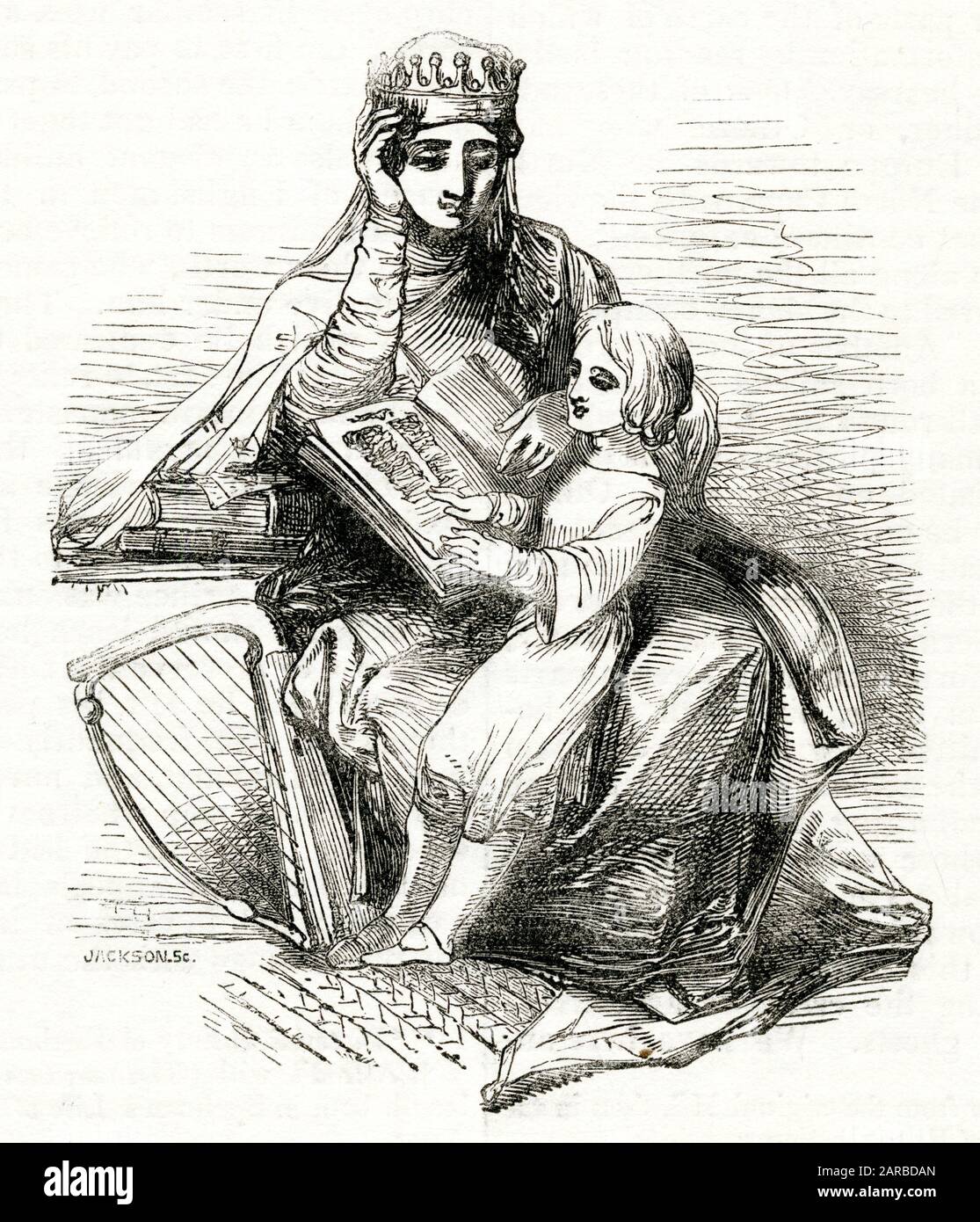 The British Valhalla -- King Alfred reading to his mother Stock Photo