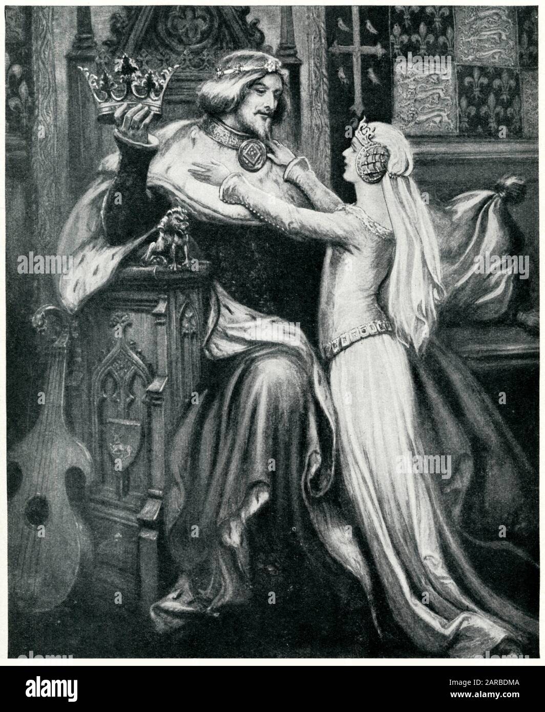 King Richard II of England and Princess Isabella of Valois, his second wife whom he married in 1396. Stock Photo