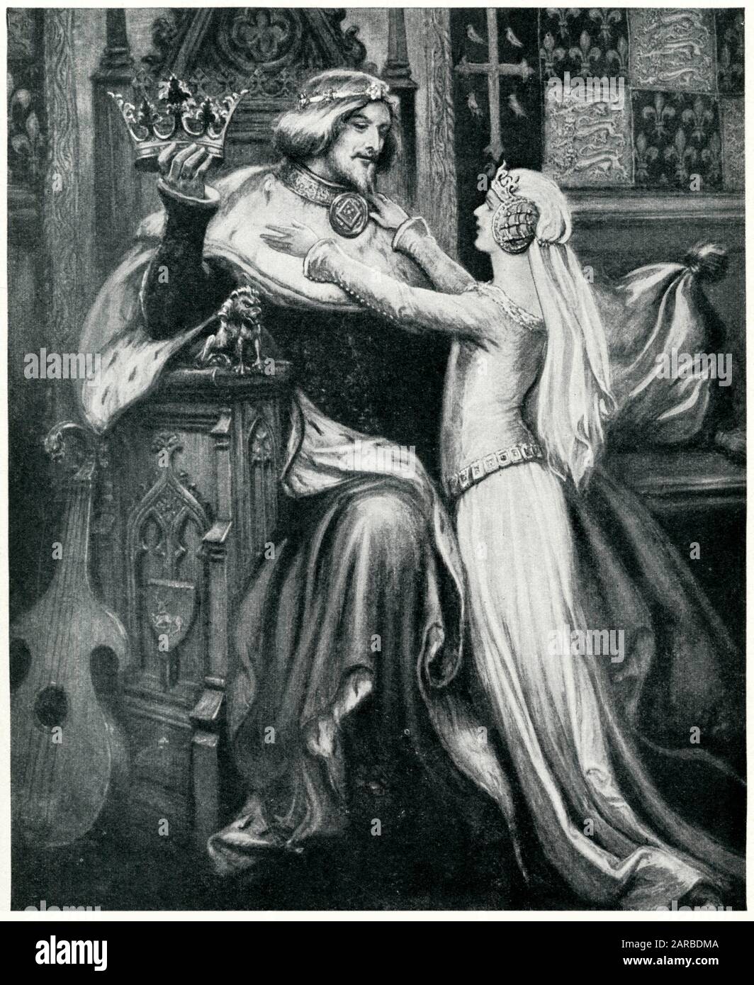 King Richard II of England and Princess Isabella of Valois, his second wife whom he married in 1396. Date: circa 1396 Stock Photo