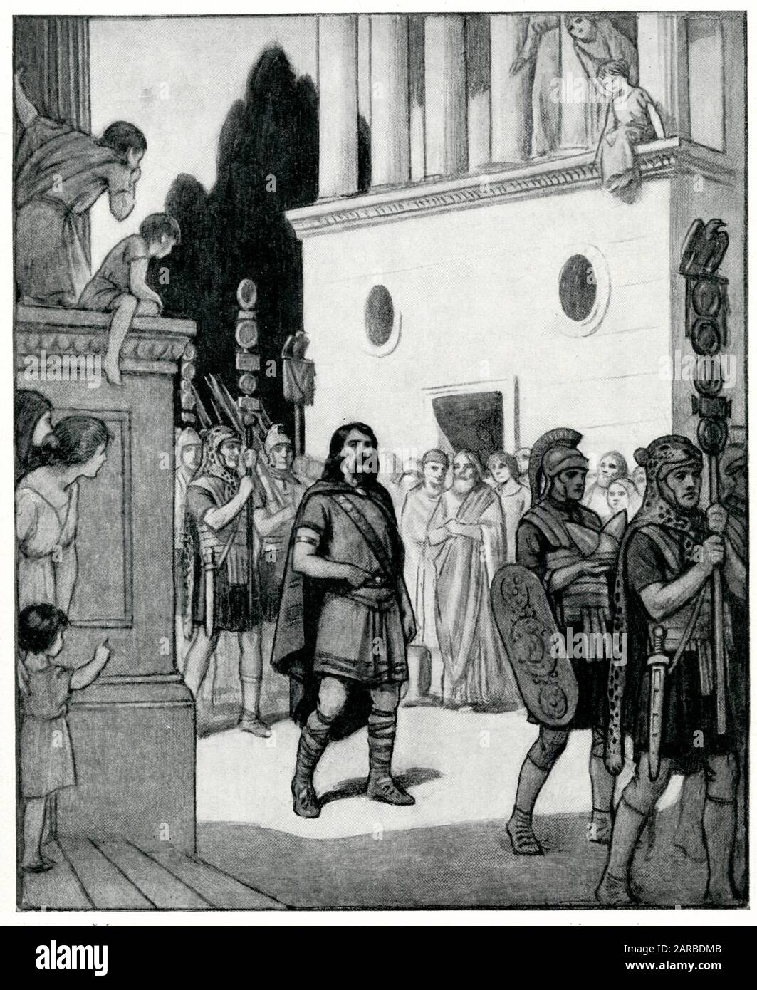 Caractacus, British chief, paraded through the streets of Rome after being captured.      Date: 1st century Stock Photo