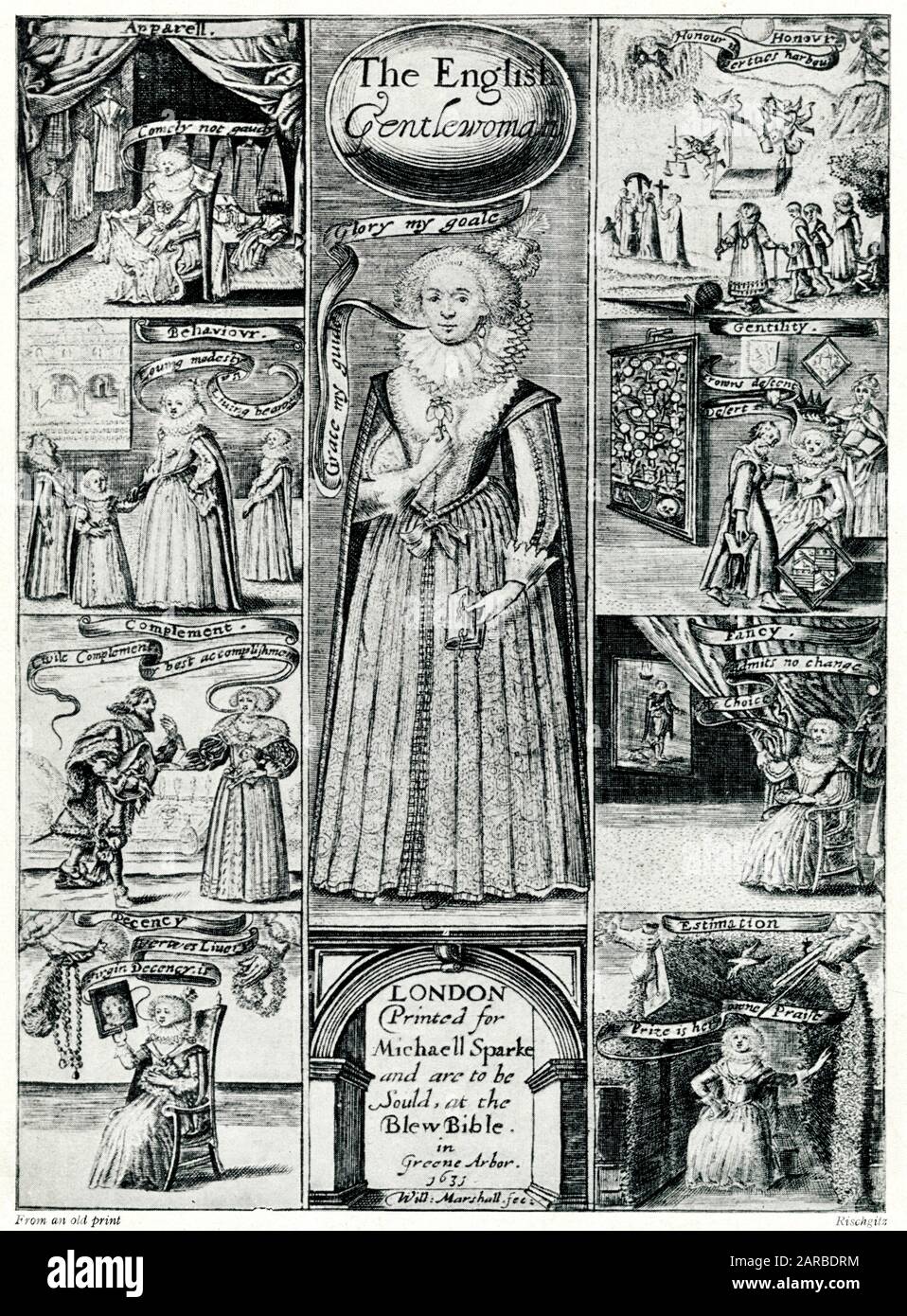 Scenes in the life of a Stuart Gentlewoman during the reign of King Charles I, both gracious and modest.   (1 of 2)     Date: 1630s Stock Photo