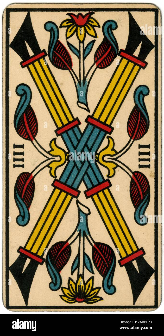 4 De Baton Tarot De Marseille Marseille tarot card Cut Out Stock Images & Pictures - Alamy