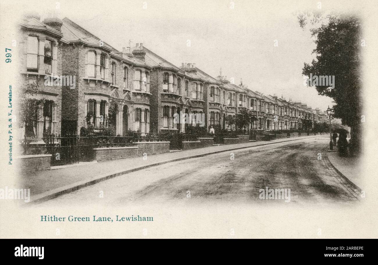 Hither Green Lane, Hither Green, London - absolutely classic late Victorian suburban housing.     Date: circa 1910s Stock Photo
