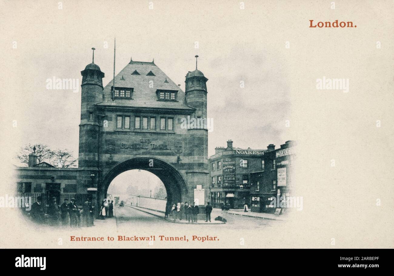 London - Entrance to the Blackwall Tunnel, Poplar Stock Photo