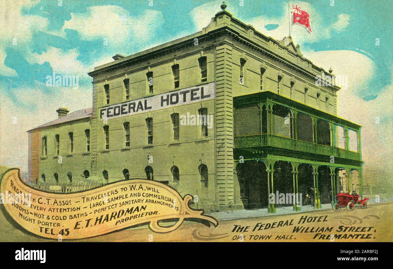 Federal Hotel, William Street, Fremantle, Western Australia     Date: circa 1908 Stock Photo