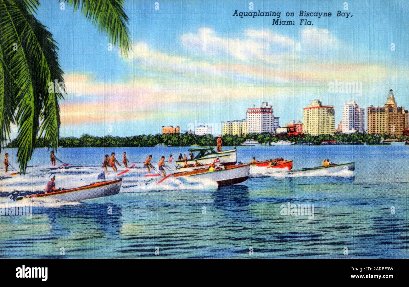 Aquaplaning on Biscayne Bay, Miami, Florida, USA Stock Photo