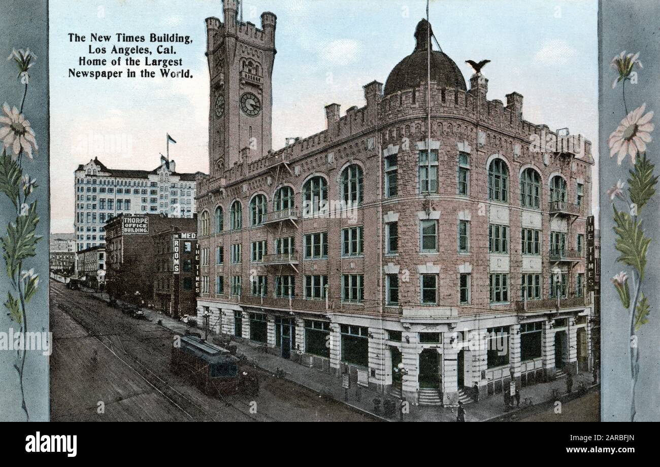 New Times Building, First and Broadway, Los Angeles, California, USA.      Date: circa 1912 Stock Photo