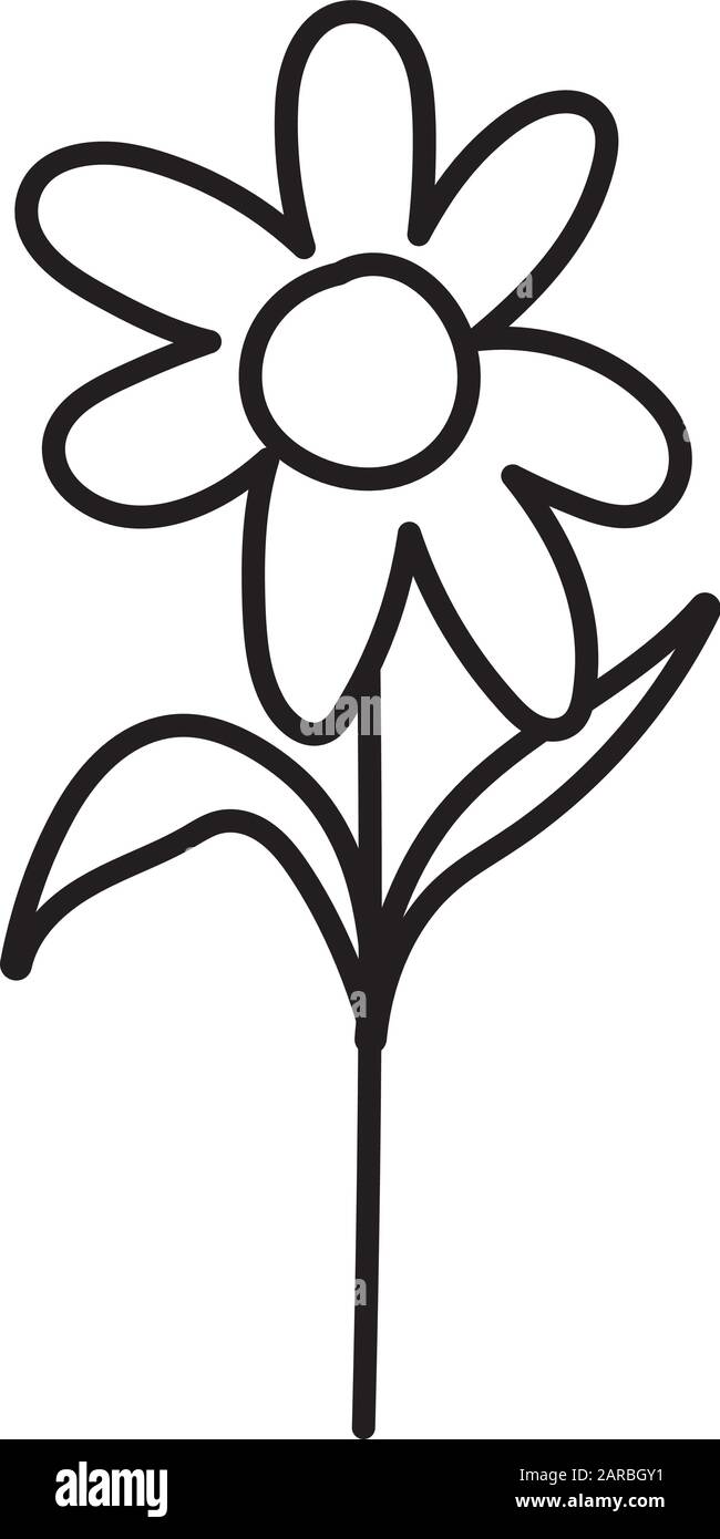 flower stem leaves foliage decoration icon vector illustration
