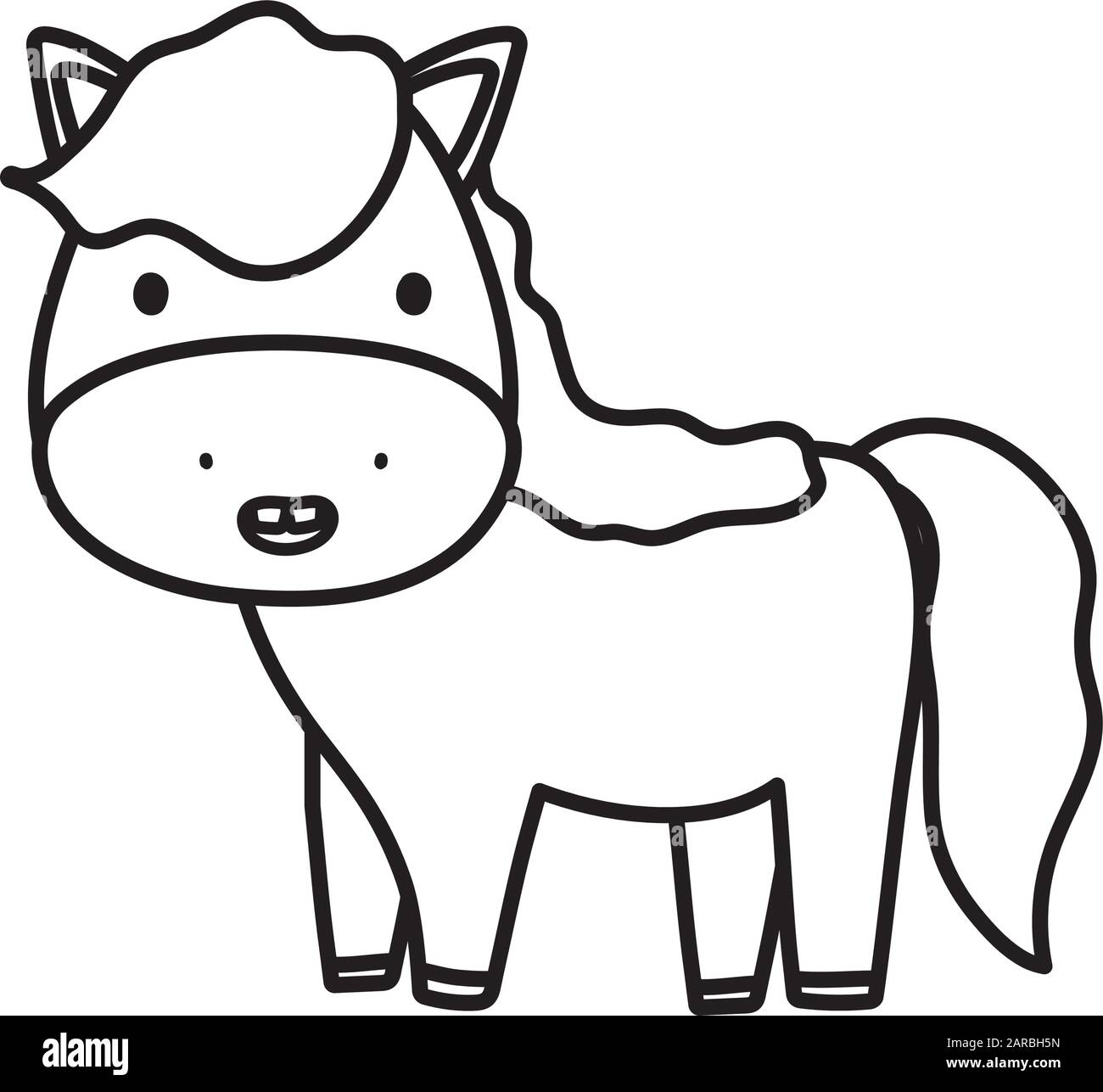 cute horse domestic farm animal cartoon vector illustration thick line  Stock Vector Image & Art - Alamy