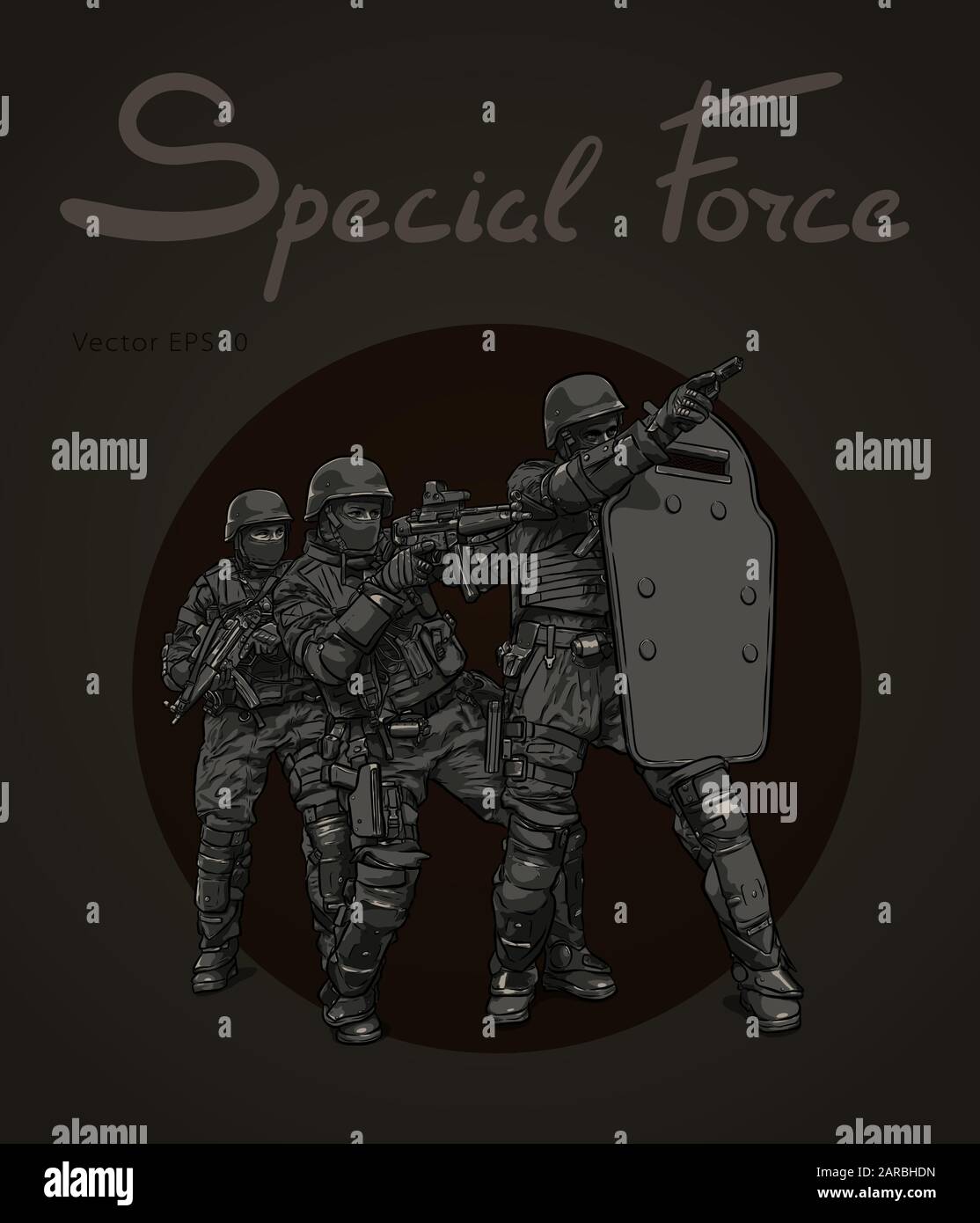 Police Forces anti terror operation. Vector sketch Stock Vector Image ...