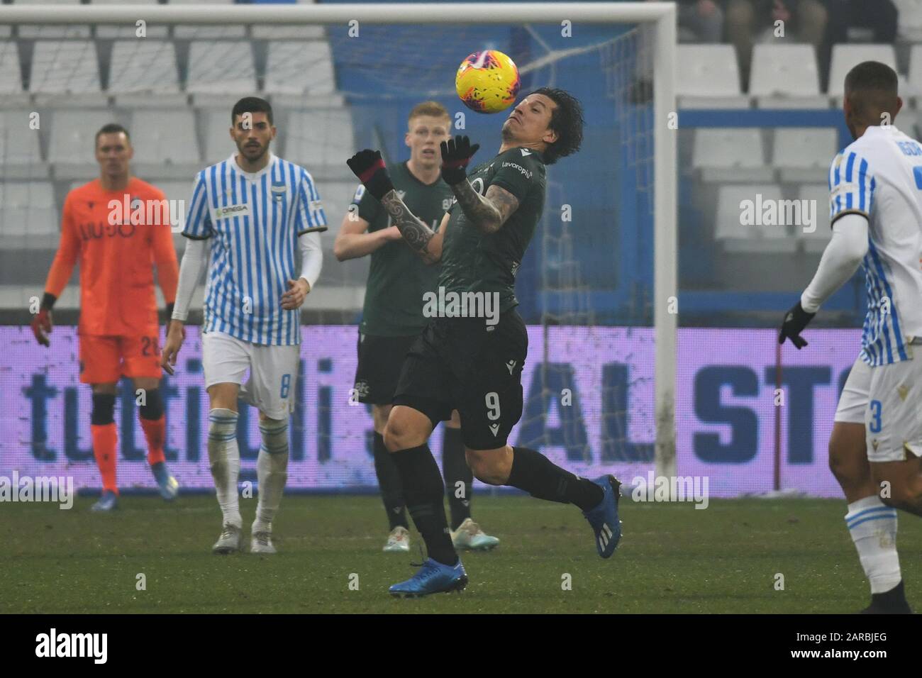 santander bologna during SPAL vs Bologna, Ferrara, Italy, 25 Jan 2020, Soccer italian Serie A soccer match Stock Photo