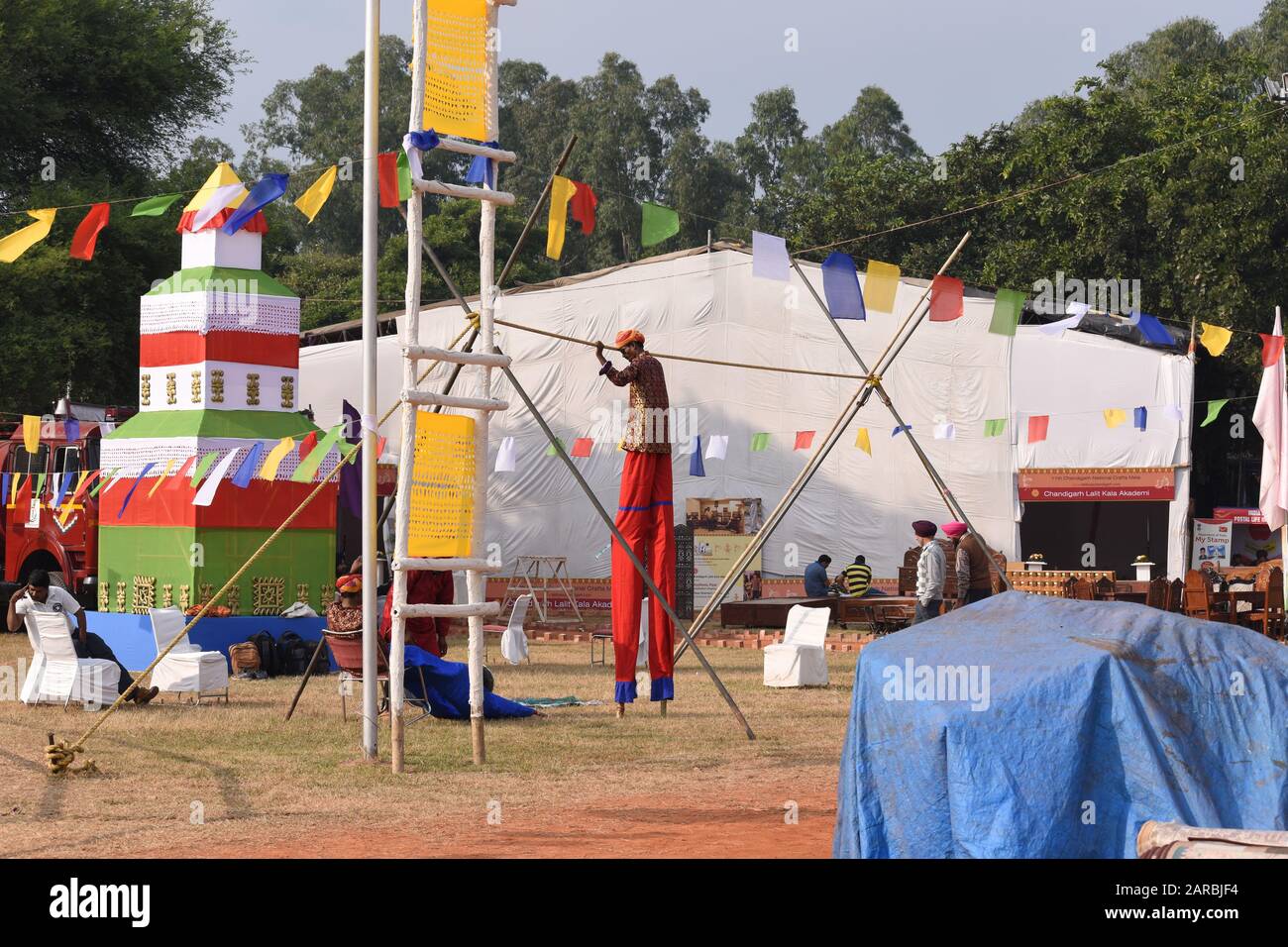 A stilt walker at the 11th National Craft Mela, Kalagram. Stock Photo