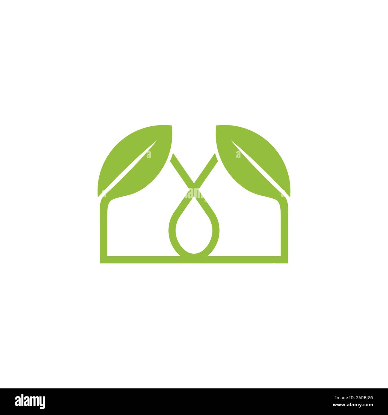 simple linked leaf home shape logo vector Stock Vector