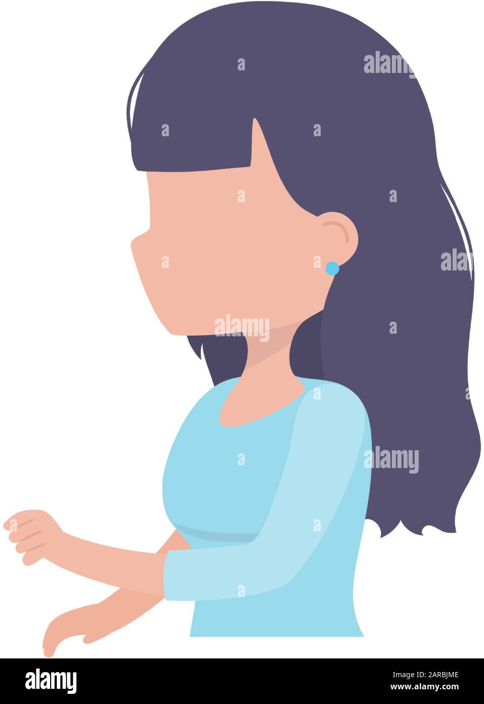young woman cartoon character side view portrait on white background vector  illustration Stock Vector Image & Art - Alamy