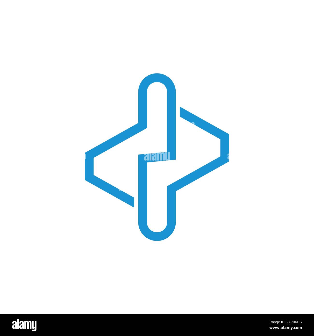 number two polygonal line geometric logo vector Stock Vector